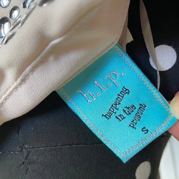 H.I.P. Womens Tank Blouse S Happening‎ in the Present Cream Bling Collar Top NEW - Picture 6 of 6